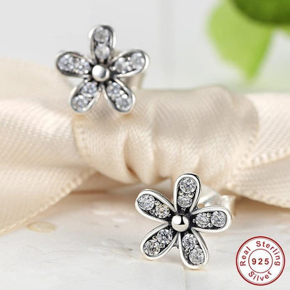 Dazzling Daisy Sterling Silver Stud Earrings