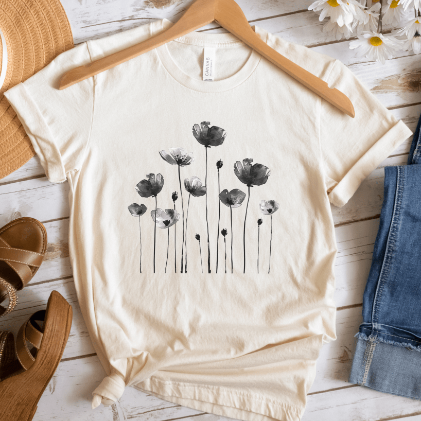 B&W Flower Field T-Shirt