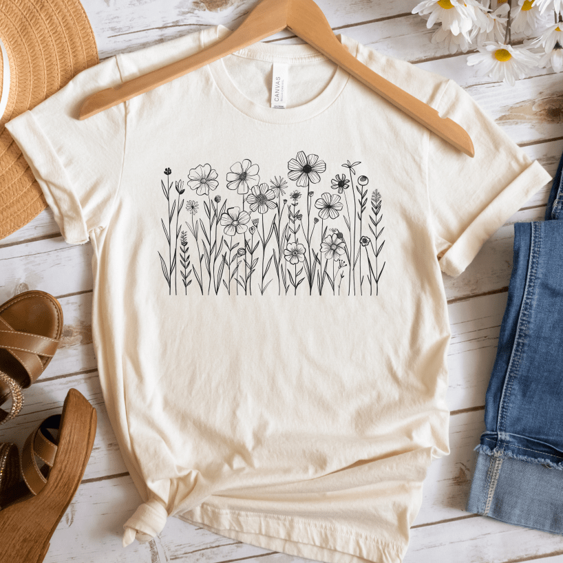 B&W Wildflower T-Shirt