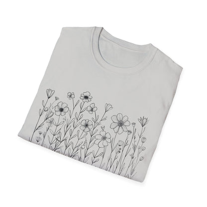 B&W Flower Print T-Shirt