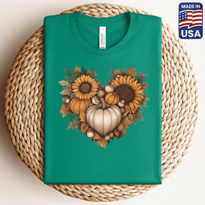 Autum Sunflower Heart T-Shirt