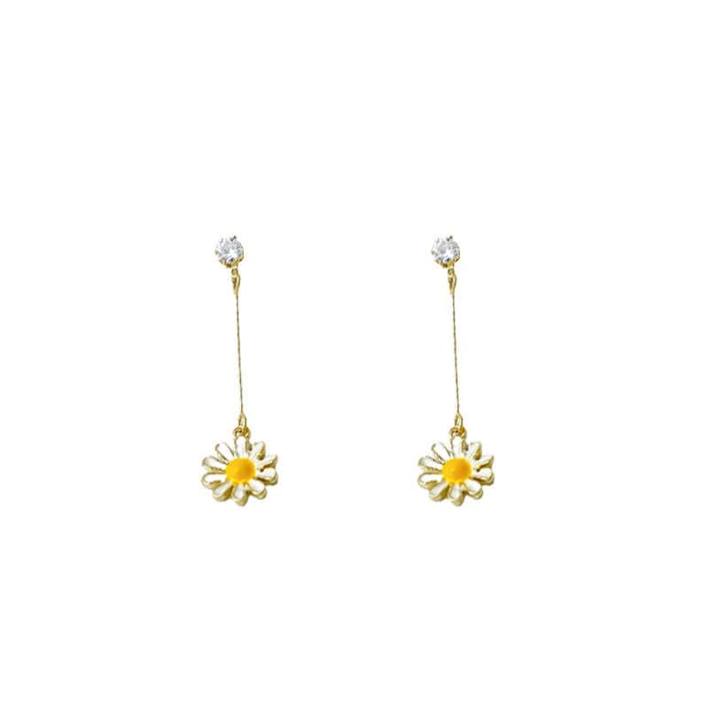 Fresh Daisy Earrings Women's Long Temperament High-end Niche Earrings Internet Celebrity Earrings