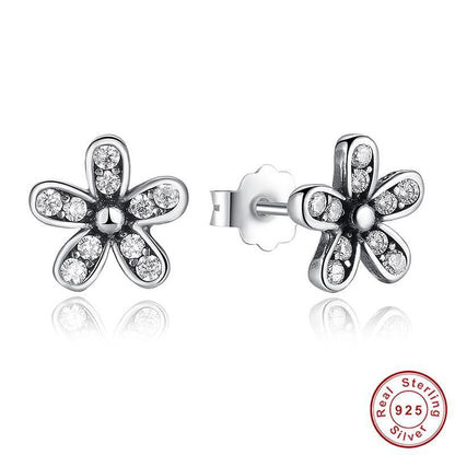 Dazzling Daisy Sterling Silver Stud Earrings