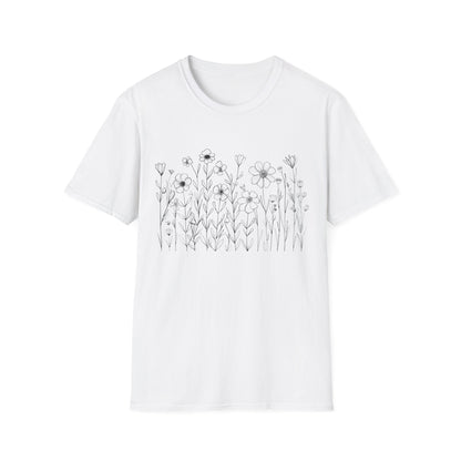 B&W Flower Print T-Shirt