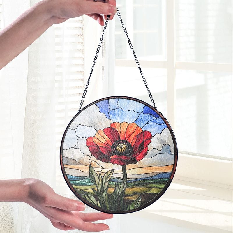 Poppy Stained Glass Suncatcher