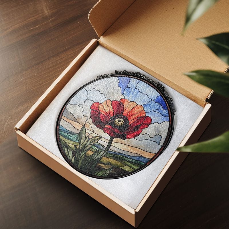 Poppy Stained Glass Suncatcher