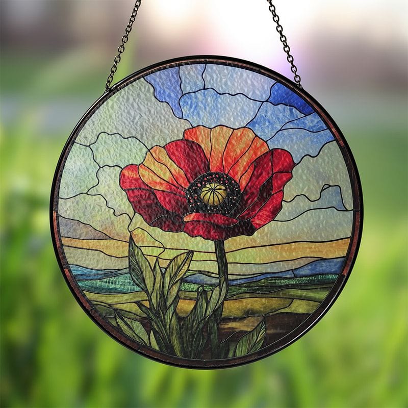 Poppy Stained Glass Suncatcher