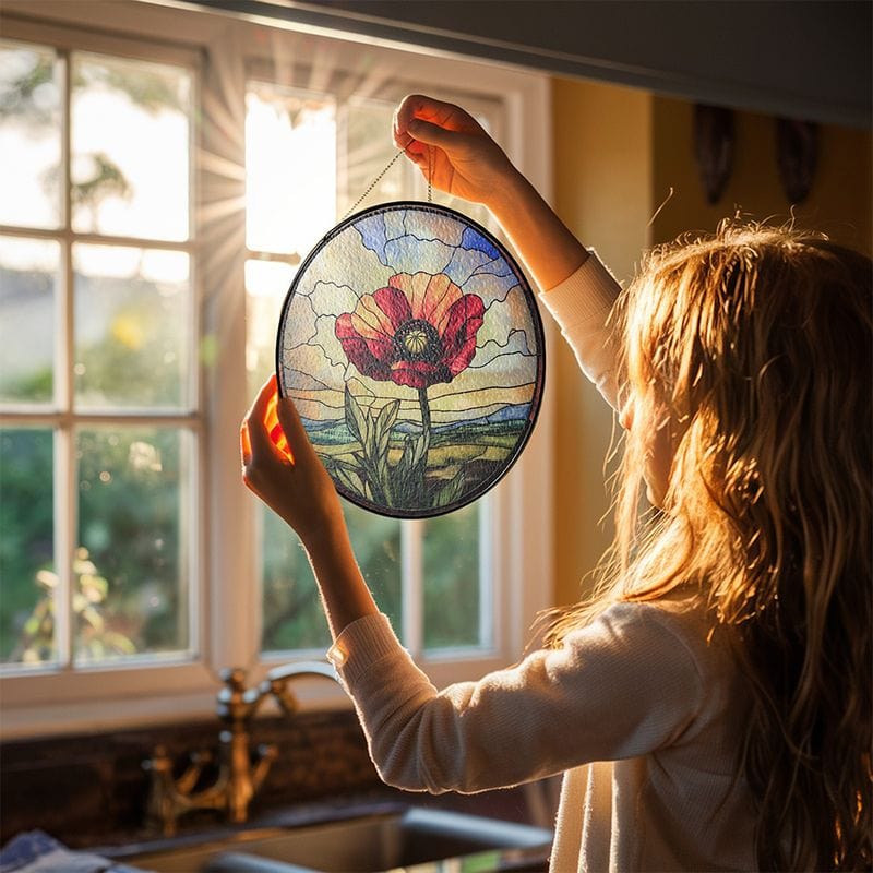 Poppy Stained Glass Suncatcher