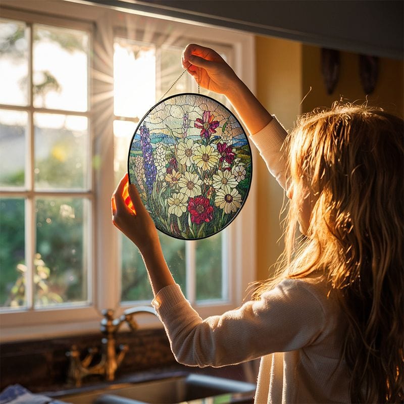Wildflower Stained Glass Suncatcher