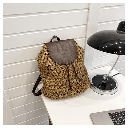 Summer New Sen Series Shoulder Straw Bag Holiday Bag Leisure Bag Beach Bag Straw Bag Women's Bag Small Fresh Backpack