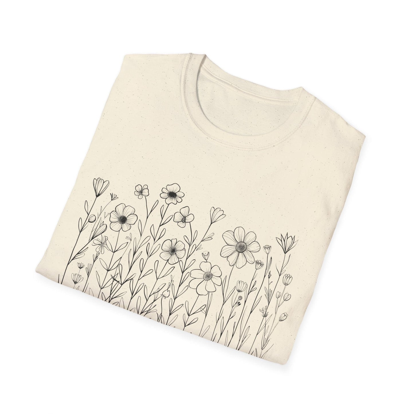 B&W Flower Print T-Shirt