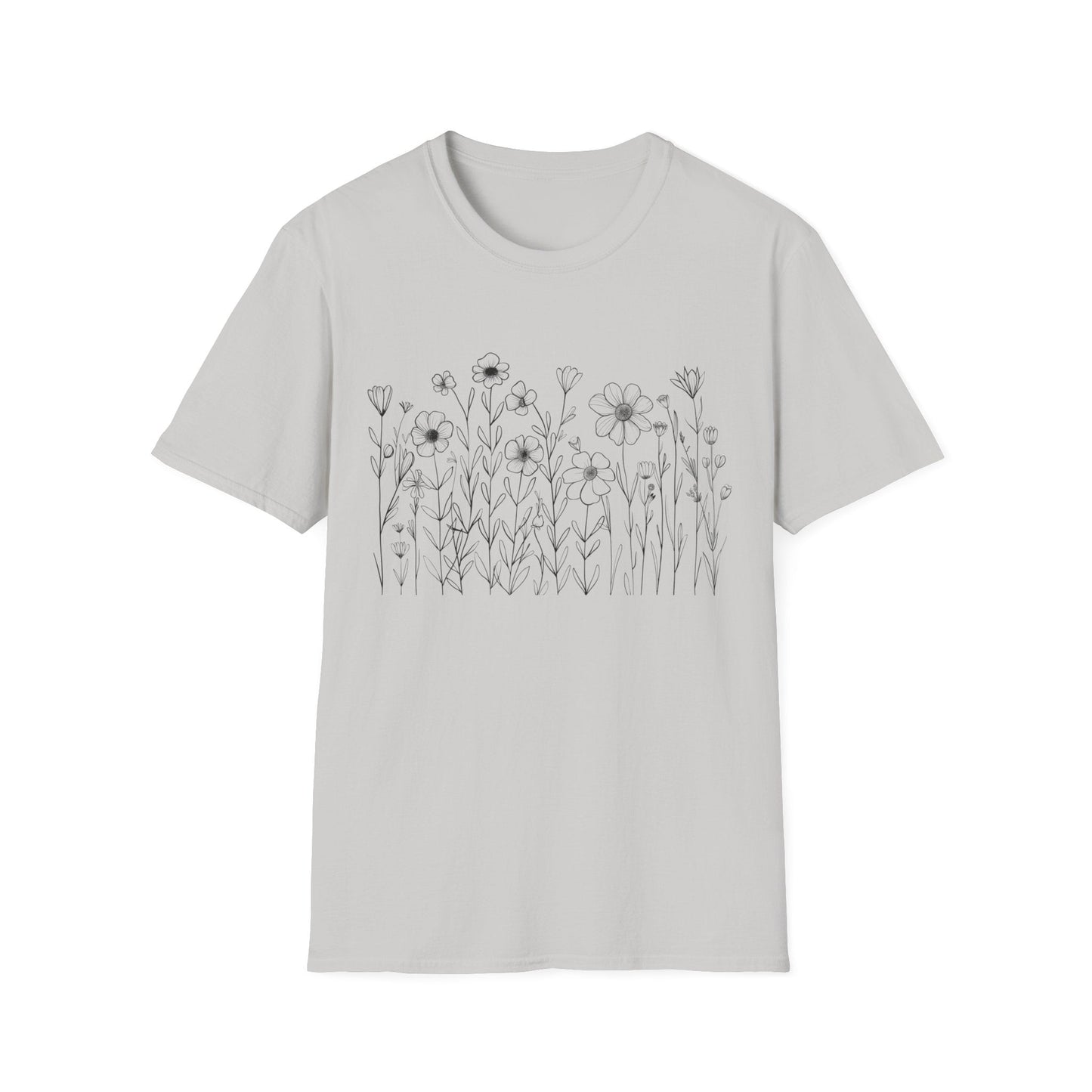 B&W Flower Print T-Shirt