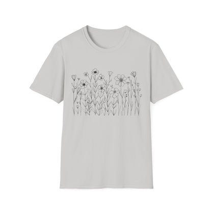 B&W Flower Print T-Shirt