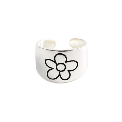 New Korean Style Flower Rings for Women Punk Trendy Vintage Plum Blossom Ring Small Daisy Flower Rings Party Couple Rings