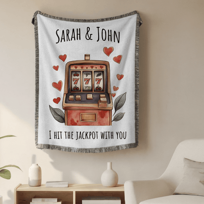 I Hit The Jackpot - Customizable Woven Blanket