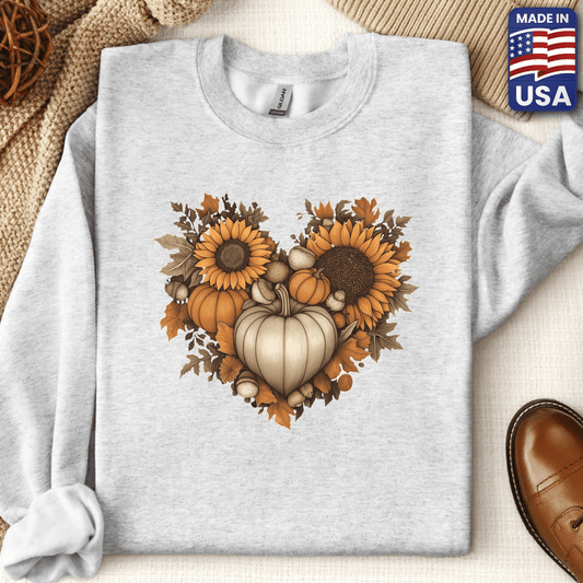 Autum Sunflower Heart Crewneck