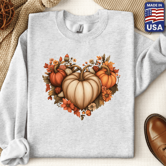 Autum Pumpkin Heart Crewneck