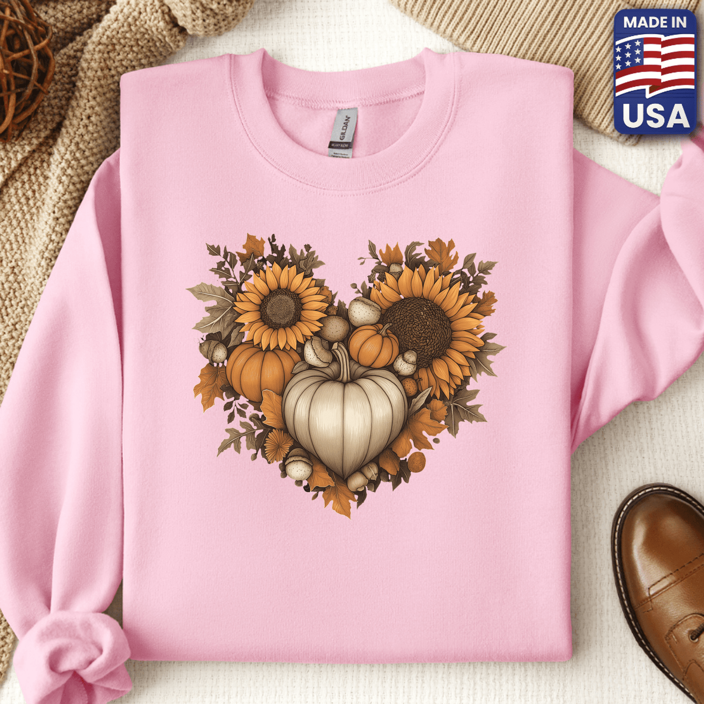 Autum Sunflower Heart Crewneck