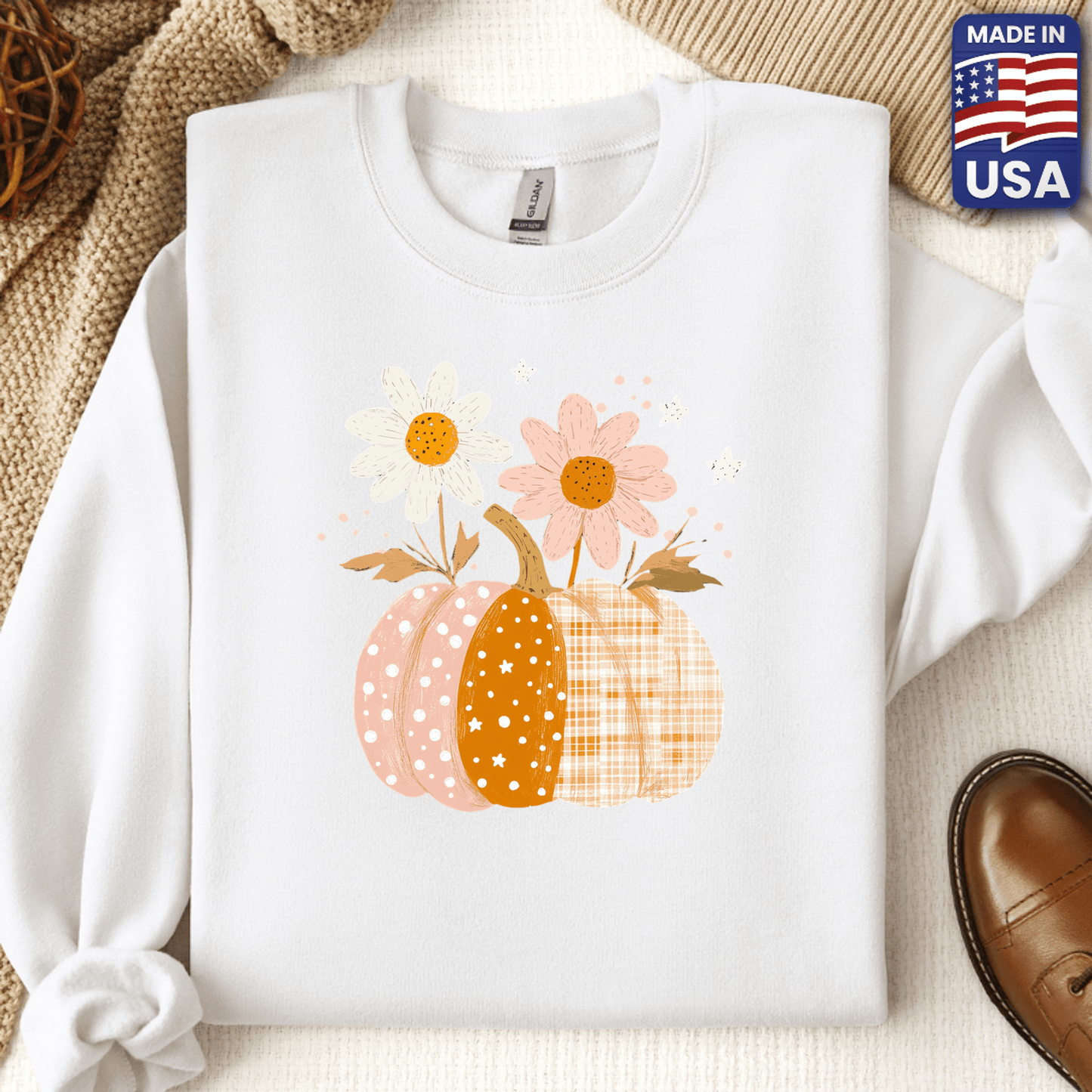 Cartoon Flower Pumpkin Crewneck