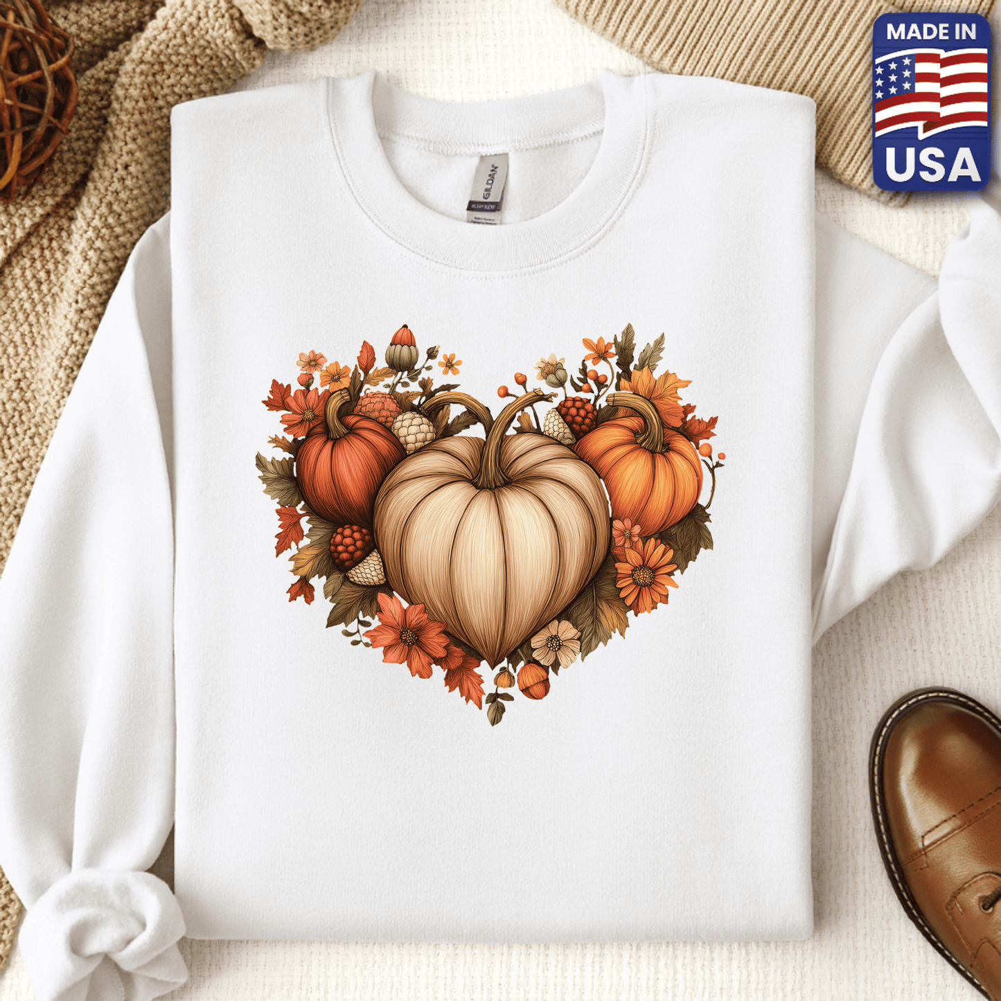 Autum Pumpkin Heart Crewneck